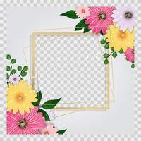 Cute Background with Frame and Flowers Collection vector