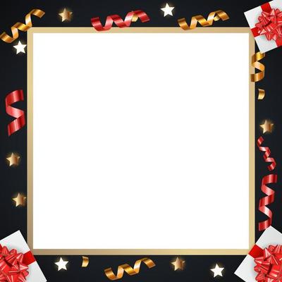 Abstract Golden Glossy Frame background with gifts and tinsel