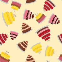 Birthday Cake Seamless Pattern Background Vector Illustration