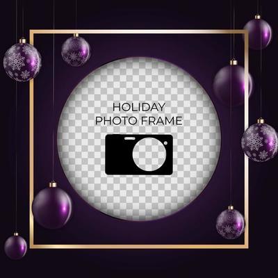 Holiday Photo Frame Template. Merry Christmas and Happy New Year