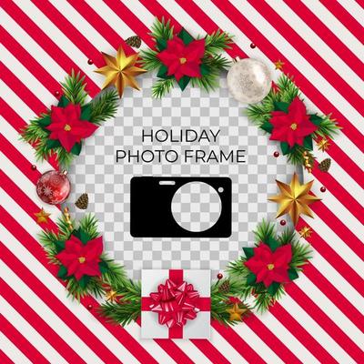 Holiday Photo Frame Template. Merry Christmas and Happy New Year