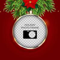 Holiday Photo Frame Template. Merry Christmas and Happy New Year vector