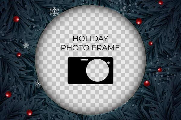 Holiday Photo Frame Template. Merry Christmas and Happy New Year