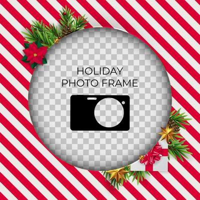 Holiday Photo Frame Template. Merry Christmas and Happy New Year