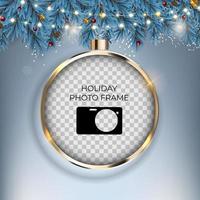 Holiday Photo Frame Template. Merry Christmas and Happy New Year vector