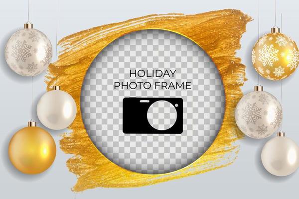 Holiday Photo Frame Template. Merry Christmas and Happy New Year