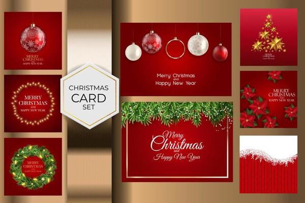 Holiday New Year and Merry Christmas Background Collection Set.