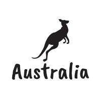 Black kangaroo silhouette isolated on white background. vector