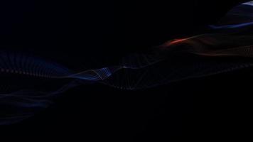 multicolored futuristic light wire mesh wave sound flowing over dark background video