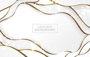 Abstract Luxury White Wave Background with Gold Lines vector