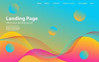 Modern Landing page Template - Fluid Abstract Design gradient background - stock vector