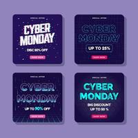 colección futurista de tarjetas cyber monday vector