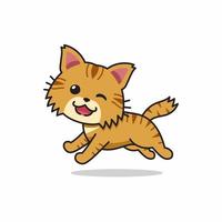 Vector cartoon character cute brown tabby cat running