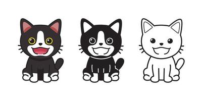 conjunto de gato de dibujos animados de carácter vectorial vector