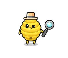 the mascot of cute bee hive as a detective vector