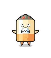 wrathful expression of the cigarette mascot character vector