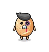 injured french bread character with a bruised face vector