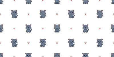 Vector cartoon character cute tabby cat seamless pattern background