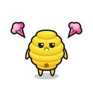 annoyed expression of the cute bee hive cartoon character vector