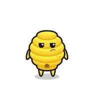 cute bee hive character with suspicious expression vector