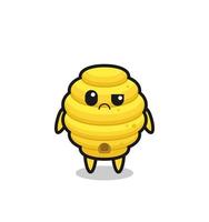 the mascot of the bee hive with sceptical face vector