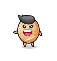french bread cartoon with very excited pose vector