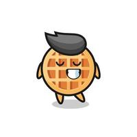 circle waffle cartoon illustration with a shy expression vector