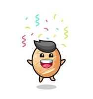 happy french bread mascot jumping for congratulation vector