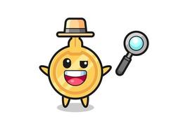 key mascot as a detective who manages to solve a case vector