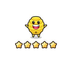 customer best rating, bee hive cute character with 5 stars vector