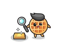 circle waffle is checking the authenticity of the gold bullion vector