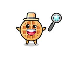 circle waffle mascot as a detective who manages to solve a case vector