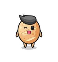 cute french bread character in sweet expression vector