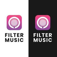 Microphone Pop Filter for Music Business Logo Design Template vector