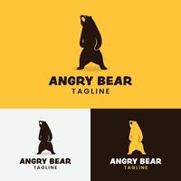 Angry Bear Standing Isolated Logo Design Template vector