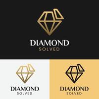 Diamond Solved in Line Style Logo Design Template vector