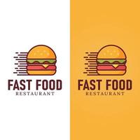 Modern Burger Hamburger Fast Food Logo Design Template vector