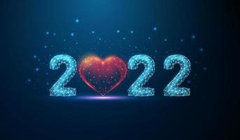 Abstract Happy 2022 New Year greeting card with heart shape vector