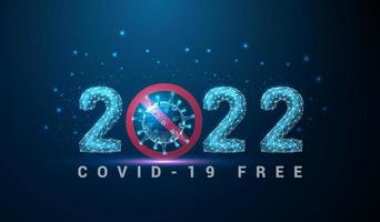 tarjeta de felicitación abstracta feliz año nuevo 2022 con coronavirus vector