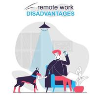 Remote work disadvantages isolated cartoon concept vector