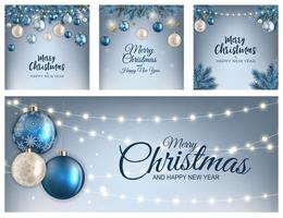 Holiday New Year and Merry Christmas Background Collection Card Set. vector