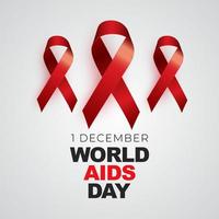 1 December World Aids Day Concept with Red Ribbon Sign vector