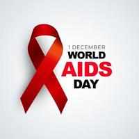 1 December World Aids Day Concept with Red Ribbon Sign vector