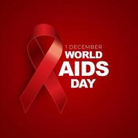 1 de diciembre concepto del día mundial del sida con signo de cinta roja vector
