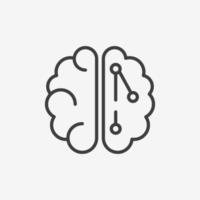 Brain and artificial intelligence Line Icon.  Brain innovation logo. Vector Illustration