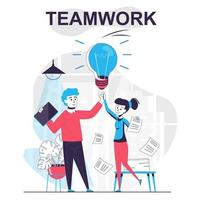 Teamwork isolated cartoon concept. Brainstorming staff vector