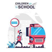 Children go to school isolated cartoon concept. vector