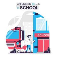 Children go to school isolated cartoon concept. vector