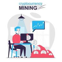 Cryptocurrency mining isolated cartoon concept. vector