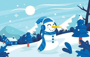 Scenery of Cute Winter Landscape vector